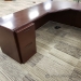 Large Mahogany Executive U Suite Desk w/ Bow Front & Overhead